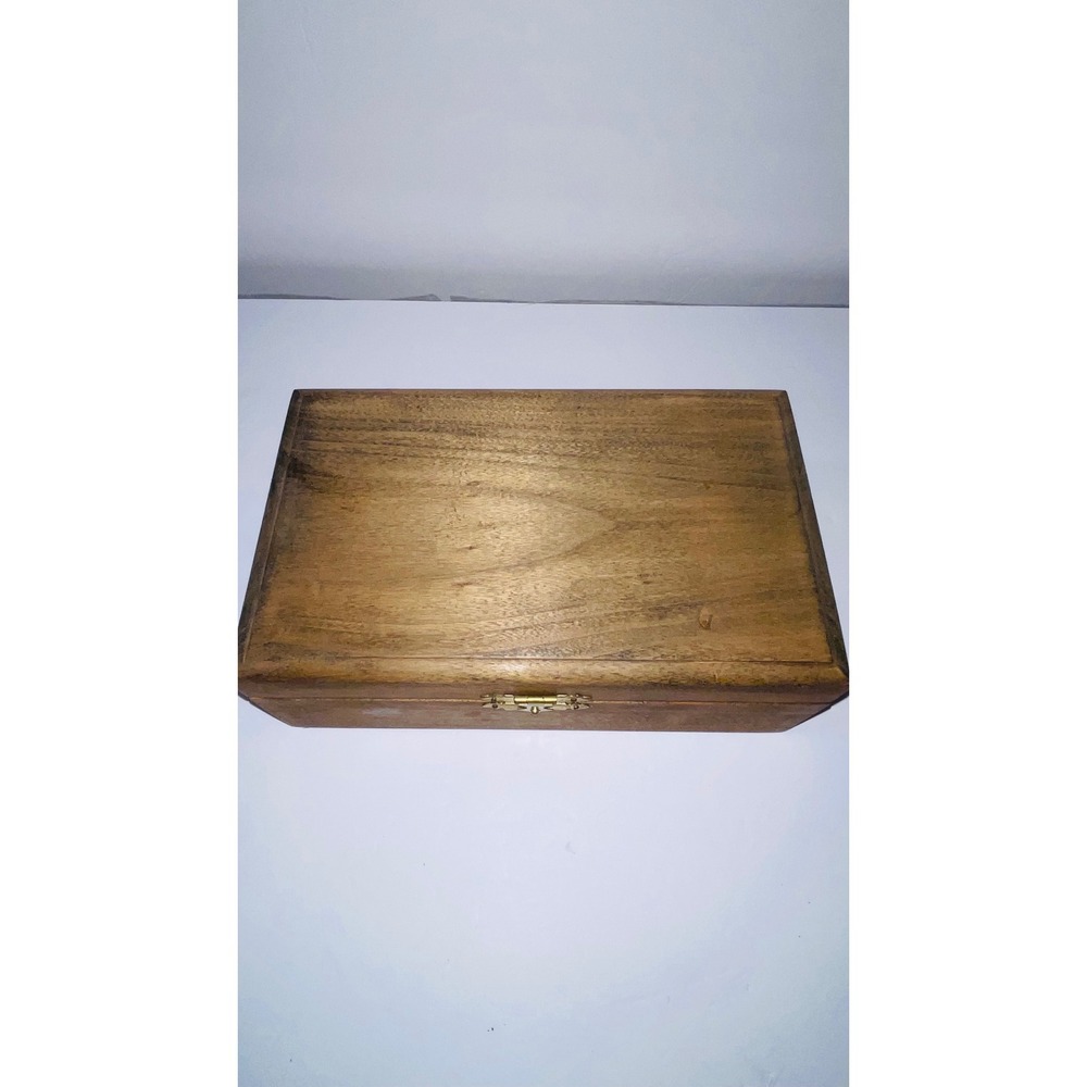 Handcrafted Solid Wood Keepsake Box 9x6x3 Brass Latch Hinged Storage Chest⁠